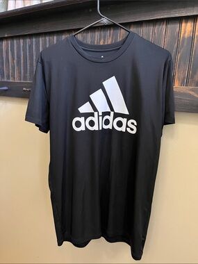 adidas Black Tee with Large White Logo